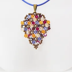 Pendant 30cm - Malvina Grapes-Lavender Leather - Pendant 30cm - Laiton bronze
